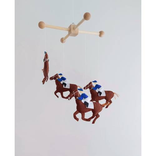 Baby crib mobile horse racing Horse and rider, felt Nursery decor, Order your color