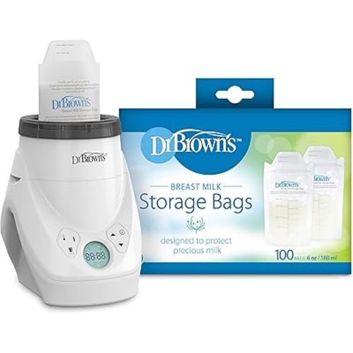 Dr. Brown’s Natural Flow MilkSPA Breastmilk and Bottle Warmer + Breastmilk Storage Bags, 100 Count