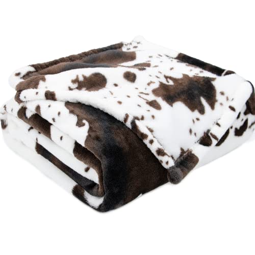 Cute Fleece Kids Blanket Lightweight Soft Cozy Black and White Cow Print Throw Blanket Girls Women Fuzzy Blanket for Boys Teens Birthday