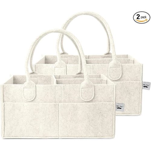Mr. Pen- Baby Diaper Caddy Organizer, 2 Pack, Beige, Baby Caddy Organizer with Handle, Compact Size, Collapsible & Portable