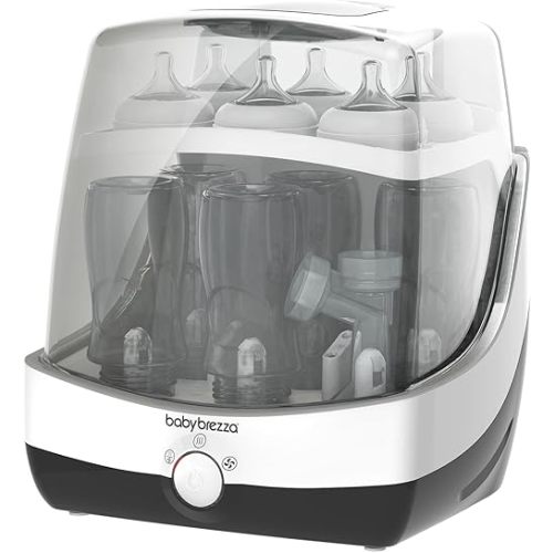 Baby Brezza 10 Minute Baby Bottle Sterilizer + Dryer - Superfast Electric Steam Sterilization - Universal Sterilizing for All Bottles, Pacifiers + Breast Pump Parts