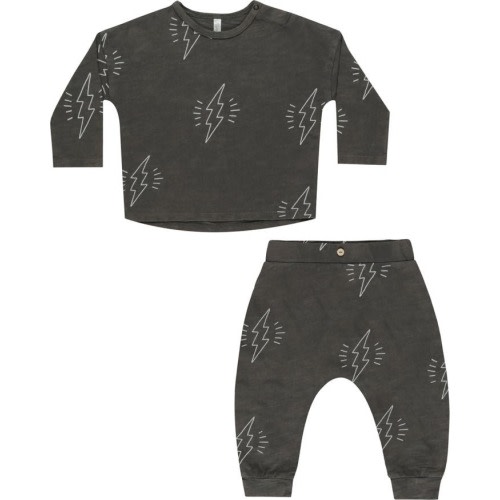 Baby Relaxed Fit Cotton T-Shirt & Sweatpants Set, Black