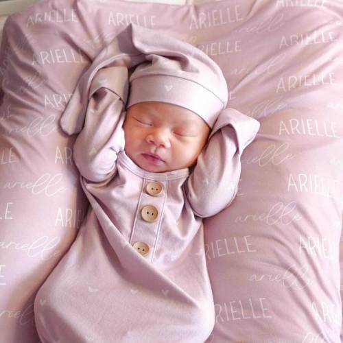 Personalized Petal Pink Baby Name Swaddle Blanket - Block & Script