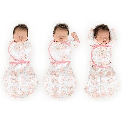 SwaddleDesigns 6-Way Omni Swaddle Sack for Newborn with Wrap & Arms Up Sleeves & Mitten Cuffs, Easy Swaddle Transition, Better Sleep for Baby Boys & Baby Girls, Heavenly Floral, Small, 0-3 Months
