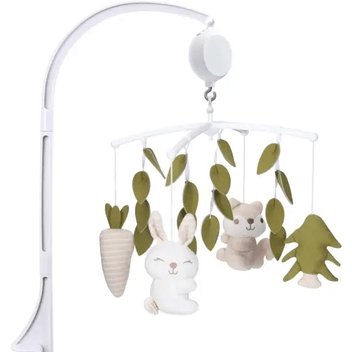 Crib Mobile 35 Lullaby Muisc, Organic Cotton Baby Mobiles for Cribs & Pack N Play, Easy to Install, Stuffed Animals Hanging Toys Newborn Boys & Girls, Safari Nursery Decor