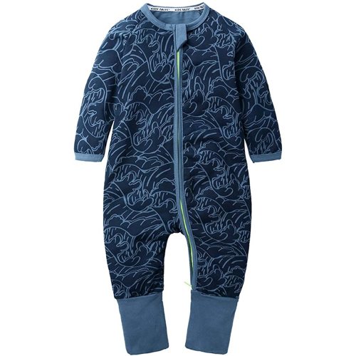 Kids Tales Baby Boys Pineapple Footed Zipper Pajama Sleeper Cotton Romper(Size 4-24M) - 12-18 Months - Blue Grey