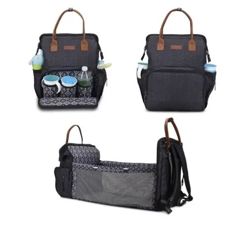 Monbebe Bolt Infant Diaper Bag Backpack with Bassinet Changing Station, Urban Boho