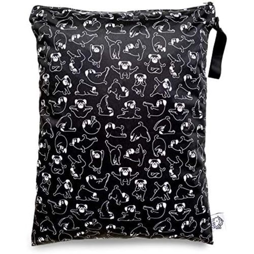 FLOCK THREE Washable and Reusable Wet Bag Diaper Bag Water Resistant Swimming Bag Pouch, Yoga Gym Bag, 12.6'' x 16.5''