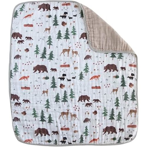 RED ROVR 100% Organic Cotton Muslin Baby Blanket | Multi-Layer Muslin Quilt | Newborn & Toddler | Soft, Lightweight | Nursery, Stroller | Machine Wash | 30" x 40" | Bear Buddies