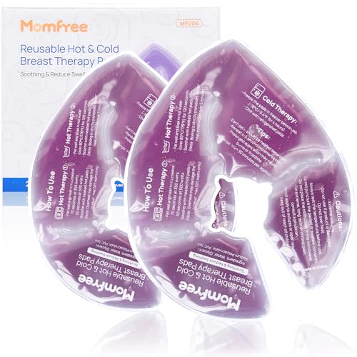 Large Breast Therapy Packs, Hot and Cold Breast Pads with 2 Soft Covers, Reusable Cooling Gel Packs are Breastfeeding Essentials, Relieve Clogged Ducts/Nipple Pain/Engorgement