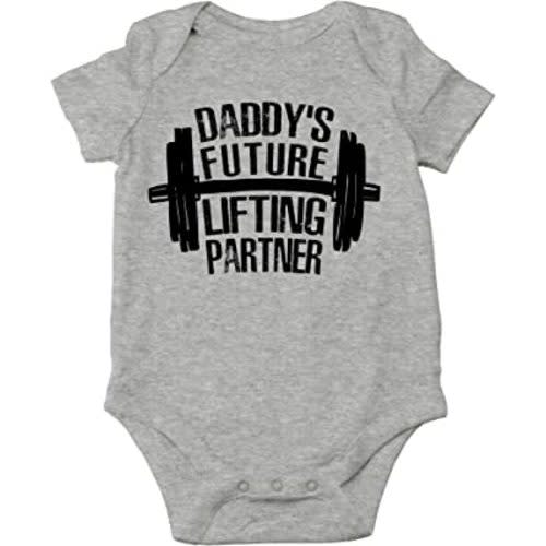 CBTwear Daddy's Future Lifting Partner - Dad Future Workout Buddy - Cute Infant One-Piece Baby Bodysuit