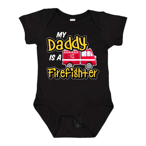 Inktastic My Daddy is a Firefighter with Fire Truck Boys or Girls Baby Bodysuit