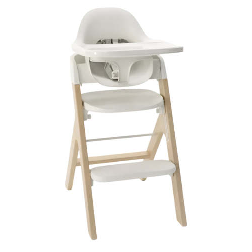 Mockingbird High Chair, 2.0, Natural Beech, White