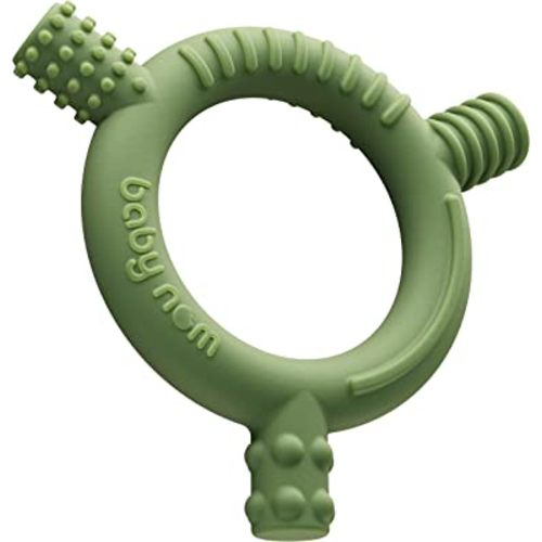 Baby Teething Toys by Baby Nom - 100% Food Grade Silicone Baby Teething Toys, Freezable Infant Teething Toys, Multi-Textured Baby Teething Ring, BPA Free Baby Teether Toys, Olive Green