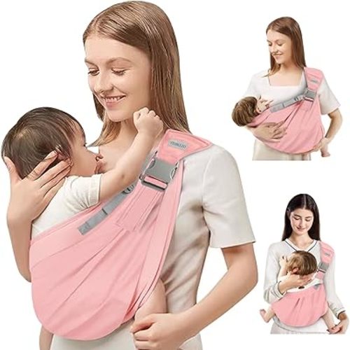 Baby Sling Carrier Newborn to Toddler,Updated Adjustable One Shoulder Labor-Saving Baby Carrier Sling, Baby Half Wrapped Sling Hip Seat Carrier for Toddler Sling,Carrying 7-45 lbs(Pink)