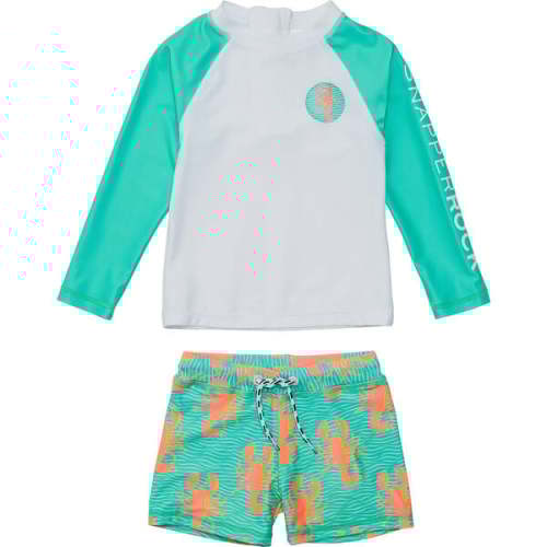 UPF50+ Contrast Long Sleeve Top & Short Set, Ocean Clawed
