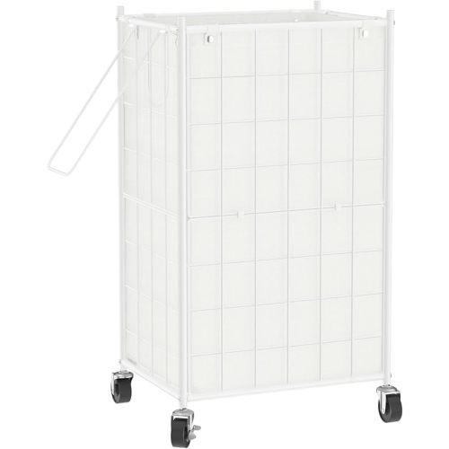 WOWLIVE Laundry Hamper with Wheels,Metal Wire Frame Rolling Laundry Basket with Removable bag,100L Dirty Clothes Hamper Organizer Dorm Room Storage for Bedroom,Bathroom,White