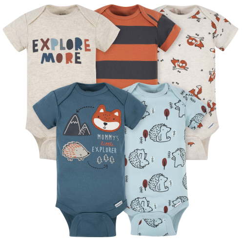 Gerber Onesies Brand Baby Boy Short Sleeve Bodysuits, 5 Pack, Sizes Newborn - 24 Months
