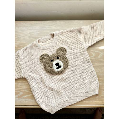 Custom baby sweater | Hand embroidered sweater | Personalized bear sweater | Newborn sweater | Personalized baby gift |Custom name sweater