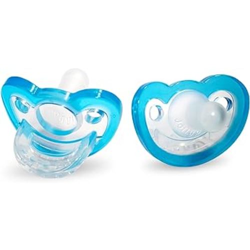 RaZbaby Jollypop Pacifier for Newborns & Up, USA Made, Natural Shaped Orthodontic Binky, Lovingly Shared in NICUs & Hospitals Worldwide, Medical-Grade 100% BPA-Free - 0-3 Months, 2 Pack - Blue