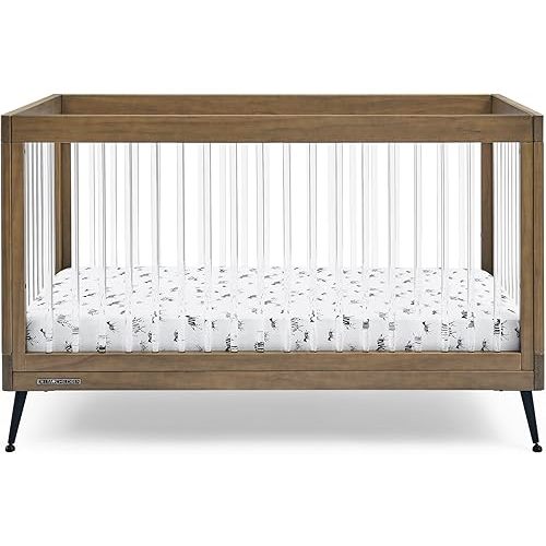 Delta Children Sloane 4-in-1 Acrylic Convertible Crib - Greenguard Gold Certified, Acorn/Matte Black