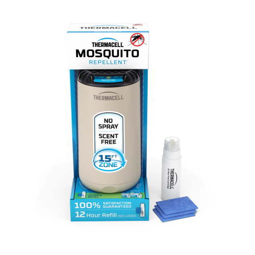 ThermaCELL Patio Shield Mosquito Repellent with 12-Hour Fuel Cartridge and 3 Mats Linen
