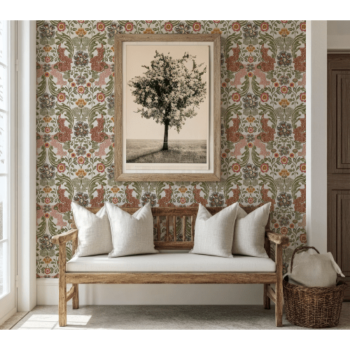 Annie | Floral Striped Wallpaper Wallpaper by Claret & Key