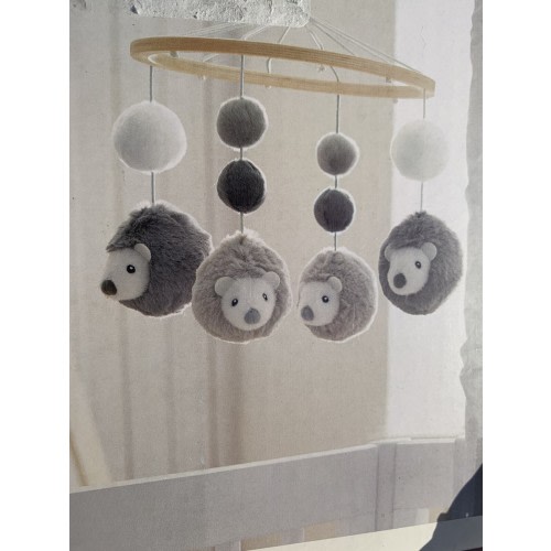 Cloud Island Musical & White Noise Crib Mobile - HEDGEHOGS Baby Nursery Gray