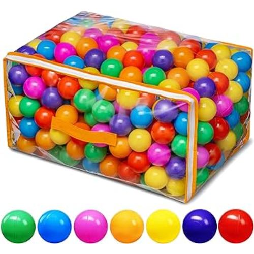 Ball Pit Balls for Baby and Toddler Phthalate Free BPA Free Crush Proof Plastic - Multicolored Pit Balls in Reusable Play Toys for Kids with Storage Bag