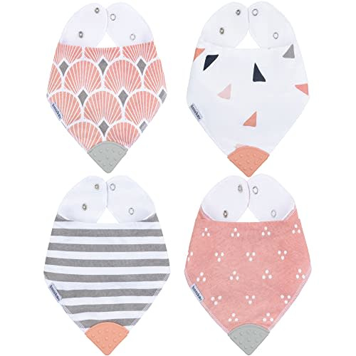 Bazzle Baby Banda Bib Teether Bibs with Teether Attached for Natural Teething Relief Bandana bib style double layer absorbent to catch drool