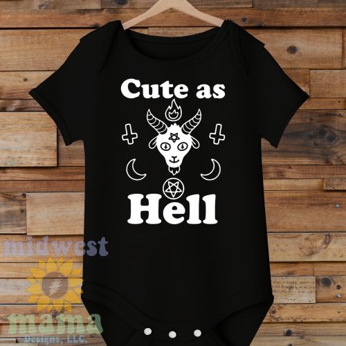 Infant Sized &#39;Cute as Hell&#39; Baby Baphomet Bodysuit in Black and White