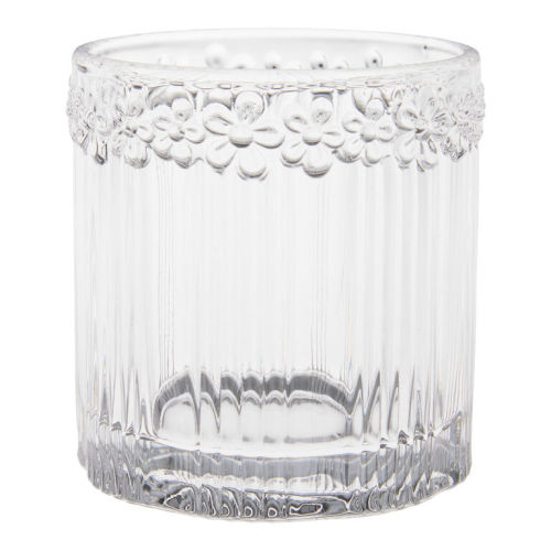 Ribbed Flower Double Old Fashioned Glass
