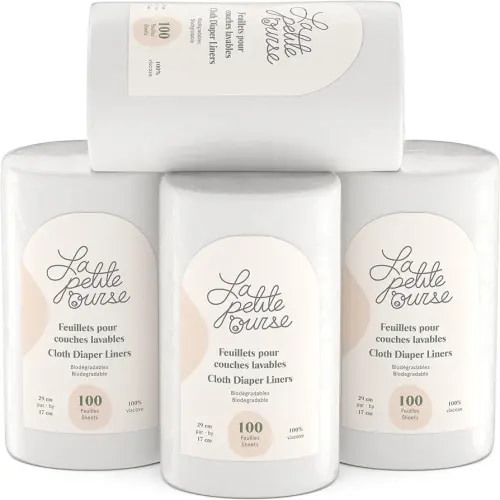 La Petite Ourse Cloth Diaper Liners, 11.5 X 6.75' 100 Sheet 4 pack