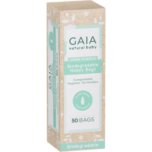 Gaia Natural Baby Biodegradable Nappy Bags 50 Pack