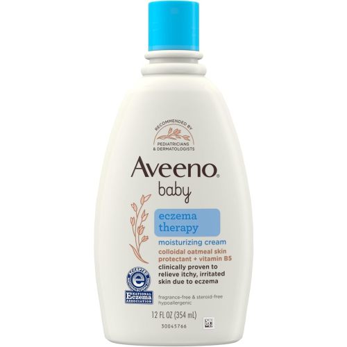 Aveeno Baby Eczema Therapy Moisturizing Cream, Natural Colloidal Oatmeal & Vitamin B5, Cream for Dry, Itchy, Irritated Skin Due to Eczema, Paraben- Steroid-Free, 12 fl. oz