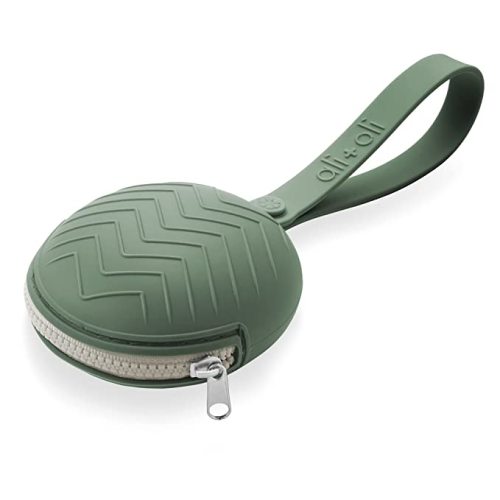 Ali+Oli Silicone Pacifier Holder Case (Army Green) BPA-Free Newborn Pacifier Holder, Travel Baby Pacifiers Silicone Pouch, Silicone Pacifier Storage Case, 3 by 1.6 Inches - Zipper