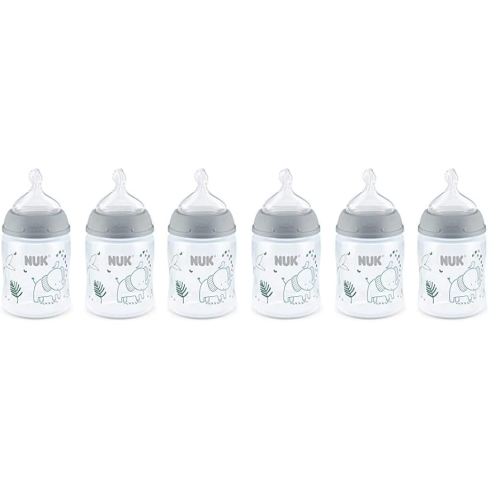 NUK Smooth Flow Anti Colic Baby Bottle, Elephant, 5 Ounce (6 Pack)