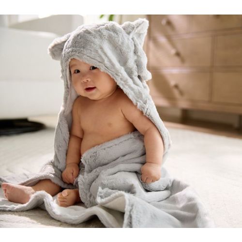 Faux-Fur Animal Baby Hooded Towels