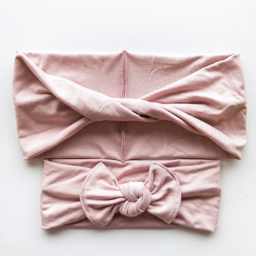 Cool Blush : (Mommy & Me set) adult- BOHO twist; child - flat bow headband