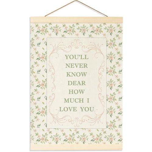 Pink Vintage Wildflower Nursery Decor Banner For Girls, Baby Girl Room Decor, Toddler Girl Room Decor, Playroom, You'll Never Know, Dear, How Much I Love You Hanging Flag Banner