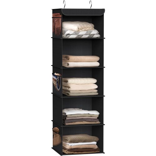 Simple Houseware 5 Shelf Hanging Closet Organizer, Black
