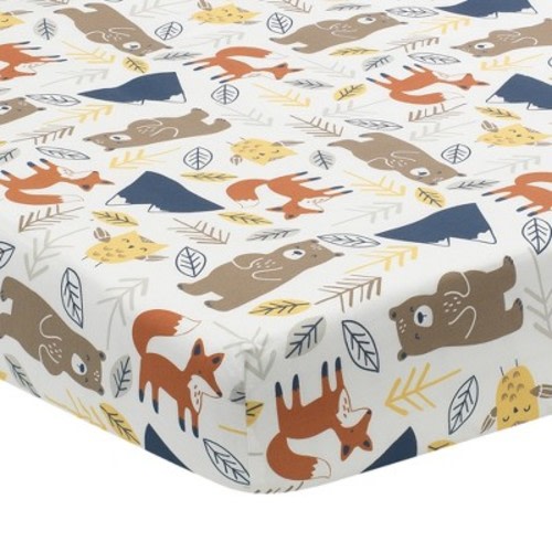 Lambs & Ivy Sierra Sky Woodland Bear/fox 100% Cotton Baby Fitted Crib Sheet