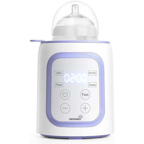Grownsy Bottle Warmer, 8-in-1 Fast Baby Bottle Warmer for Breastmilk or Formula, Smart Temperature Control and Automatic Shut-Off Milk Warmer, Baby Essentials for Newborn- Purple