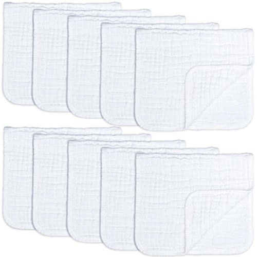 Muslin Burp Cloths 10 Pack Large 100% Cotton Hand Washcloths 6 Layers Extra Absorbent and Soft by Comfy Cubs(White, Pack of 10)Muslin Burp Cloths 10 Pack Large 100% Cotton Hand Washcloths 6 Layers Extra Absorbent and Soft by Comfy Cubs(White, Pack of 10)