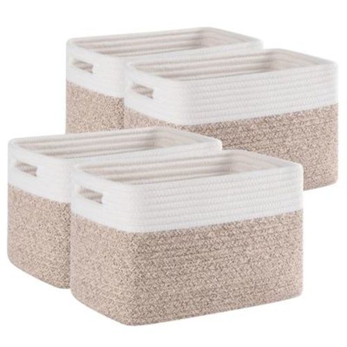 Itopfox 4 Pack Woven Storage Baskets for Organizing Toys, Books, Towels, and Clothes - Durable and Stylish Gift Basket Bins for Shelves