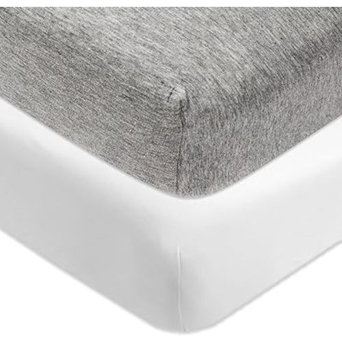 HonestBaby unisex baby 2-Pack Organic Cotton Fitted Crib Sheets Wearable Blanket, Heather Gray, One Size