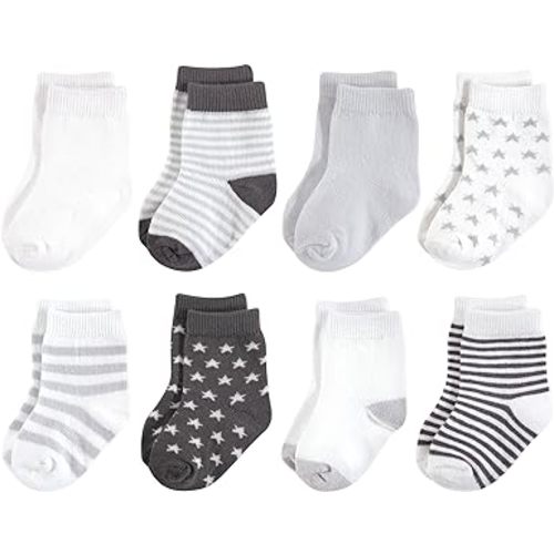 Touched by Nature Unisex Baby Organic Cotton Socks - 0-6 Months - Charcoal Stars