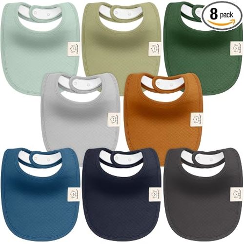 KeaBabies 8-Pack Baby Bibs for Drooling and Teething, Soft (Hunter)