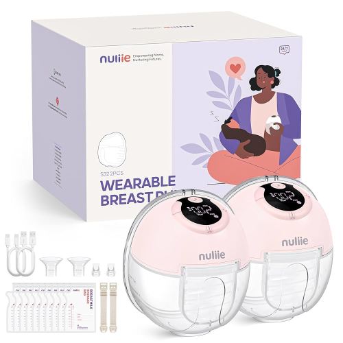 Nuliie Hands-Free Breast Pump, Wearable Breastfeeding Pump 4 Modes 9 Levels with 18/21/24MM Flange, Electric Breast Pump Portable, Replaced Pumping Accessories Included (Bright Pink, 2 Packs)