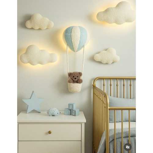 Bouclé Air Balloon Lamp: Bear Nursery Wall Decor